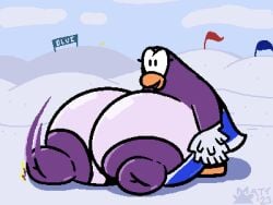 animated bird bouncing_breasts breasts cheerleader club_penguin female hyper hyper_breasts mattthetooncat nipple_slip penguin video_games