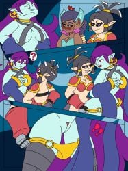 exclamation_mark female golden_panties pulling_down_panties seer_dance_shantae shantae shantae_(character) shantae_and_the_seven_sirens shocked vera_(shantae) zapple