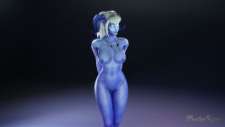 1girls 3d blizzard_entertainment blue_skin draenei mocharoos nude warcraft white_hair world_of_warcraft yrel