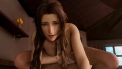 1boy 1girls 3d aerith_gainsborough animated audible_creampie bending_forward bending_over braided_hair braids breasts breath breathing brown_hair cowgirl_position cum cum_in_pussy cum_inside eye_contact female female_on_top final_fantasy final_fantasy_vii final_fantasy_vii_remake girl_on_top green_eyes indoors lazyprocrastinator naked naked_female necklace pov pov_eye_contact riding_penis romantic_sex soft_sex sound sound_edit sound_effects straight tagme video