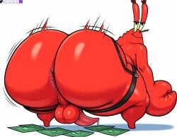 1boy ai_generated anthro anus ass ass_focus balls bedroom_eyes big_ass black_straps crab crustacean dilf dumptruck_ass enormous_ass fat_ass gay genitals gigantic_ass huge_ass large_ass looking_at_viewer looking_back looking_back_at_viewer male male_only marine massive_ass matronai_(artist) money mr_krabs nickelodeon nude nude_anthro nude_male obese obese_anthro obese_male overweight overweight_anthro overweight_male penis red_body smiling smiling_at_viewer solo solo_focus solo_male spongebob_squarepants testicles thick_ass twerking white_background