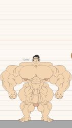 balls bara big_muscles dan_impostor dan_vs. facial_hair flaccid height_chart human hyper male male_only muscles muscular nude penis remert solo solo_male