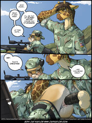 2014 anthro army clothing comic cougar erez feline female giraffe jay_naylor male male_anthro/female_anthro mammal penis pussy straight vaginal_penetration