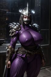 ai_generated bythebrokenone female female_only huge_ass huge_breasts huge_hips huge_thighs lady_shredder oroki_saku oroku_saki rule_63 solo solo_female teenage_mutant_ninja_turtles the_shredder