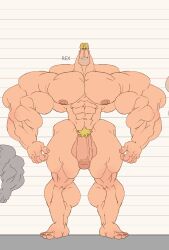 balls bara big_muscles flaccid height_chart human male male_only muscles muscular nude penis remert rex_(sprite_fright) solo solo_male sprite_fright