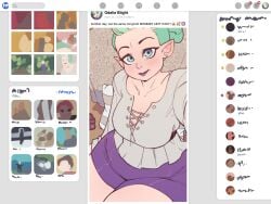 1female big_breasts disney elf elf_female green_eyes green_hair mature_female milf mother not_enough_milk_(artist) odalia_blight social_media the_owl_house twitter voluptuous