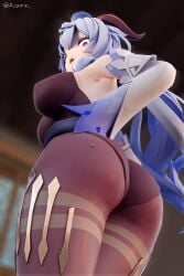 :0 :o aether_(genshin_impact) ass_focus big_ass climbing ganyu_(genshin_impact) giantess macro tagme