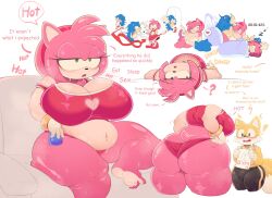 accessory amy_rose anthro aroused ass bbw big_breasts big_butt bodily_fluids bottomwear breasts bulge chubby clothed clothing detailed_bulge dialogue duo erection eulipotyphlan fat female female_penetrated from_front_position fur genital_outline green_eyes hair hair_accessory hairband hedgehog hi_res huge_breasts huge_butt lingerie lying male male/female male_penetrating male_penetrating_female mammal midriff missionary_position on_back overweight overweight_anthro overweight_female pants penetration penis_outline pink_body pink_fur pink_hair sega sex shinolara short_stack short_tail shortstack sitting sonic_(series) sonic_the_hedgehog sonic_the_hedgehog_(series) sweat sweaty_butt tail tails tails_the_fox thick_thighs tight_bottomwear tight_clothing tight_pants under_covers yellow_body yellow_fur