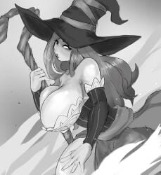 1girls 2d 2d_(artwork) 5_fingers background big_breasts big_hips breasts cleavage cleavage_overflow clothed clothed_female clothes clothing cropped cropped_legs curvy curvy_body curvy_female curvy_figure curvy_thighs dragon's_crown eyelashes eyes eyes_half_open eyes_open female female_focus female_human female_only fingers grey_background greyscale half-closed_eyes half-dressed half_naked half_nude hips hourglass_figure human human_female humanoid large_breasts lips lipstick looking_back magic magic_user magic_wand magician magician_hat mammal mammal_humanoid mouth neck no_bra no_bra_under_clothes no_dialogue no_text nude nude_female open_mouth partially_clothed partially_clothed_female partially_nude partially_nude_female pov pov_eye_contact revealing_clothes revealing_clothing revealing_outfit side_boob side_view sideboob simple_background skin solo solo_focus sorcerer sorceress sorceress_(dragon's_crown) teeth teeth_showing teeth_visible textless thick_thighs thighs vanillaware video_game video_game_character video_game_franchise video_games vitallic3 vitallic_(artist) voluptuous voluptuous_female