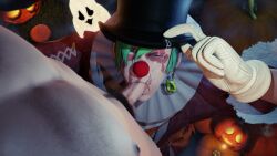 2boys 3d blowjob clown_makeup cum czad0ra final_fantasy_xiv gay halloween male_focus male_only penis solo_focus yaoi