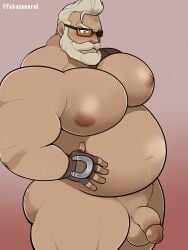 balls bara bara_tiddies bara_tits beard big_chest big_pecs blush bulge censored_penis facial_hair fingerless_gloves flaccid gay gigantic_chest gigantic_pecs glasses goldlewis_dickinson guilty_gear guilty_gear_strive huge_chest huge_pecs large_pectorals male male_only man_boobs man_breasts massive_chest massive_pecs moobs muscles muscular nude overweight penis pixelated_penis solo solo_male takezamurai