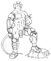 anthro biker_mice_from_mars furry male male_only modo_(bmfm) mouse no_humans penis robotic_arm rodent solo