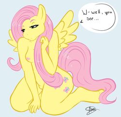 anthro breasts equine female fluttershy_(mlp) friendship_is_magic horse my_little_pony pony pussy straight_hair vehliayn