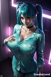 2d_(artwork) ai_generated big_breasts blue_hair bracelet breasts breasts breasts choker clavicle cleavage covered_breasts cute cute_face eyes eyes_open female female_focus female_human female_only fingers from_above hair hair_between_eyes hair_ornament hands_on_breasts high_resolution highres large_breasts league_of_legends league_of_legends:_wild_rift light light_skin lighting lips long_hair looking_at_partner looking_at_viewer navel neck neon neon_lights nose pajama_pants pajama_shirt pajamas pijama pov riot_games seductive seductive_body seductive_look seductive_mouth serious serious_look shiny shiny_breasts shiny_clothes shiny_hair shiny_skin simple_background sky4maleja slim_girl smile sona_buvelle tight_clothes tight_clothing twintails waist watermark