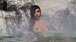 1girls 3d 3d_model alternate_hairstyle bath bathing black_hair blizzard_entertainment bobvolskiy brown_eyes cgi cgi_girl completely_naked completely_naked_female completely_nude completely_nude_female dark_hair egyptian egyptian_female female female_only hot_spring looking_away naked naked_female native_american native_american_female nude nude_female overwatch overwatch_2 pharah relaxed relaxing rock smile smiling solo water wet