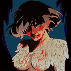 blood blood_on_face breasts chimera dungeon_meshi falin_touden falin_touden_(chimera)