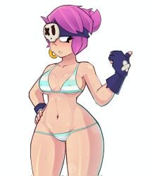 bikini brawl_stars gloves penny_(brawl_stars) pink_hair teenager zelsxnn