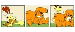 3_panel_comic big_ass big_butt big_feet big_thighs comic_strip garfield_(series) garfield_the_cat gay gay_sex huge_ass humping_toy hyper_ass krackadoodle male/male male_penetrating_male odie overweight_male paramount_pictures paws,_inc. penetration thick_thighs