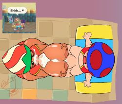 anthro blowjob blue_toad dapperlewds mario_(series) nintendo paizuri poplin_(super_mario_bros._wonder) super_mario_bros._wonder tagme toad_(mario) top_down_view