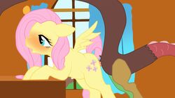 2013 anal anal_sex animated blush bulge cutie_mark discord_(mlp) draconequus duo equine female feral fluttershy_(mlp) friendship_is_magic fur green_eyes hair horse interspecies male my_little_pony nabesiki pegasus pink_hair pony sex stomach_bulge wings yellow_fur