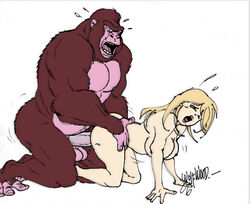 2006 ape balls biceps big_penis blonde_hair breasts female gorilla hair human male muscles pecs penetration penis primate sex straight wolfwood1