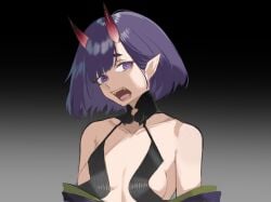 1girls fate/grand_order female female_only fgo horns md_doubled purple_eyes purple_hair shuten_douji_(fate) shuten_douji_(fate/grand_order) solo white_skin