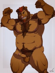 anthro balls bear beard facial_hair furry male male_only nipples no_humans nude overweight penis pink_nose solo taoren