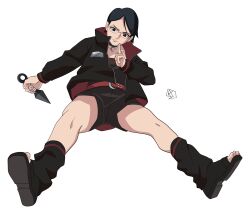 1girls aldwelter black_hair boruto:_two_blue_vortex female_only glasses naruto naruto_(series) sarada_uchiha short_hair