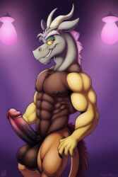 ai_generated anthro bagheera682 big_balls big_penis discord_(mlp) dragon humanoid_genitalia humanoid_penis looking_at_viewer male_only muscular muscular_anthro muscular_male my_little_pony my_little_pony_friendship_is_magic penis pinup solo_male