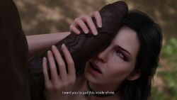 3d 5_fingers black_hair cock_hungry cock_worship dark-skinned_male huge_cock interracial penis_on_face the_witcher_(series) vekkte yennefer