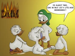 3boys cub daisy_duck dewey_duck disney dmm huey_duck louie_duck nipples quack_pack sex soft_feathers tagme