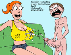 1boy 1girls big_breasts big_penis big_sister bimbofied breasts brother_and_sister clothed clothing cum cum_on_breasts cumming cumshot dilf erect_nipples erection huge_breasts imminent_sex incest large_penis larger_female little_brother long_penis morty_smith naked nipple_bulge nude older_sister rick_and_morty sbb siblings size_difference smaller_male straight summer_smith teen teenager younger_brother