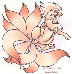 colored female female_only feral fur furry_ears furry_tail iveechan lying multiple_tails ninetales nude on_side pointy_ears pokémon_(species) pokemon solo straight_hair tagme tail