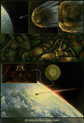 alien alien_girl anal anal_sex anthro anus areolae ass balls big_breasts breasts closed_eyes comic dark-skinned_female dark_skin dickgirl duo english english_text erection female futanari gangbang hi_res highres horror huge_breasts human humanoid_penis interracial intersex interspecies jugganaut_freak large_breasts long_hair looking_at_viewer orgy penis sci-fi