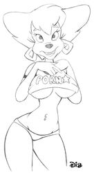 anthro canine clothes dis disney dog ear_piercing female female_only front_view furry furry_only goof_troop milf monochrome peg_pete piercing skimpy_clothes solo standing tagme underboob