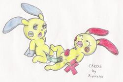 colored female female_only fur furry furry_only interspecies minun multiple_females nudity plusle pokémon_(species) pokemon pokemon_(species) pokemon_rse pussy vulva xionracer yuri