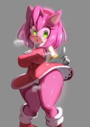 amy_rose big_breasts cameltoe female furry musk_clouds nipples_visible_through_clothing sega sonic_(series) sweat thick_thighs