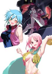 3girls artist_request blue_hair female female_only long_hair one_piece pink_eyes pink_hair rebecca_(one_piece) smile smiling