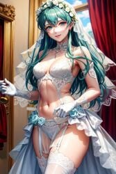 1girls 2024 ai_generated eirika_(fire_emblem) female female_only fire_emblem fire_emblem:_the_sacred_stones human human_female human_only nai_diffusion nintendo solo solo_female stable_diffusion stockings wedding wedding_dress wedding_lingerie