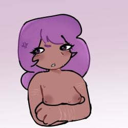 algebralien angry angry_face battle_for_dream_island bfb bfdi breasts colored female female_only five_(bfb) half_body humanized naked naked_female object_show object_shows purple_hair scars scars_on_arm self_harm self_harm_scars simple_background solo solo_female tan_body tan_skin x_finds_out_his_value xfohv