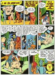 4boys1girl comic comic_page cowardly_lion dorothy_gale naked nude scarecrow_(wizard_of_oz) speech_bubbles the_wizard_of_oz tin_man wally_wood