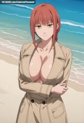 ai_generated aindroidparanoid ass beach big_ass big_breasts bikini braid chainsaw_man cleavage coat crossed_arms fat_ass female female_only hips huge_ass huge_breasts huge_butt large_ass large_breasts large_butt makima_(chainsaw_man) massive_breasts narrow_waist outdoors red_hair sand slim_waist squeezing squeezing_breast stable_diffusion standing yellow_eyes young