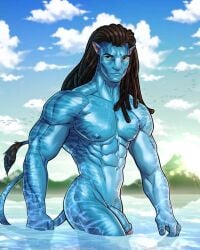 1boy alien alien_only avatar avatar:_the_way_of_water blitzturner blue_skin jake_sully long_hair male male_only na'vi non-human non-human_only uncut