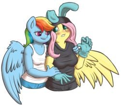 anthro anthrofied clothes draneas duo equine female fluttershy_(mlp) friendship_is_magic horse my_little_pony pegasus pony rainbow_dash_(mlp) straight_hair wings