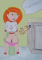 bathroom big_breasts disney disney_channel disney_xd kim_possible kimberly_ann_possible no_toilet_paper scat sitting stavros1972 taking_a_shit toilet toilet_paper