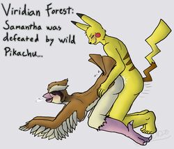 anthro female furry male nintendo nsfwlocke pidgey pikachu pokemon straight