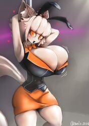 big_breasts bunny_ears cat_ears cat_tail catgirl catmaid_(dizzyspells) color colored huge_breasts orange_eyes tanio_(tanio_0114)