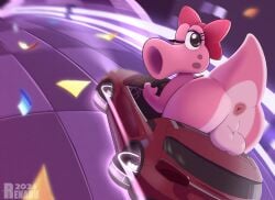 2024 anus ass backsack balls birdetta birdo car genitals hi_res male male_only mario_(series) mario_kart minor_censoring nintendo non-human_only perineum racing renabu solo toony vehicle