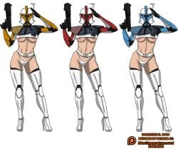 alpha_channel breasts captain_rex clone_trooper clone_wars commander_cody crop_top dalo_knight daloknight for_sticker_use gun long_boots no_background png rule_63 salute skimpy_armor star_wars sticker_template tagme thong transparent_background transparent_png