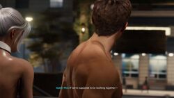 ass ass_exposed barefoot black_cat_(insomniac) black_cat_(marvel) breasts casual feet felicia_hardy female human male marvel mod naked no_clothes nude nudist pale_skin peter_parker public pussy soles spider-man_(insomniac) spider-man_(ps4) spider-man_(series) tagme toes video